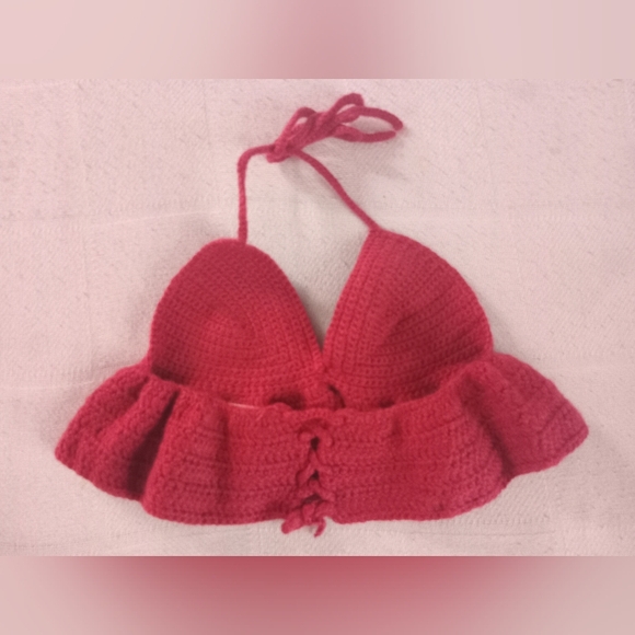 Red Crochet Halter Top - Picture 2 of 2